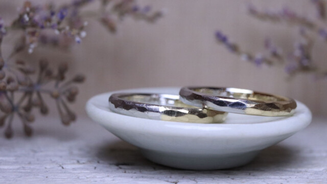Pt/K18YGコンビの手作り結婚指輪